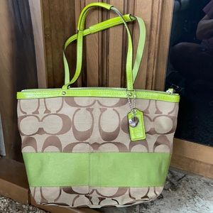 Coach Green and Brown Shoulder Bag